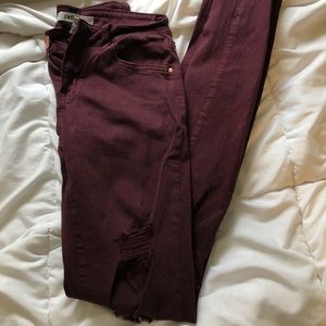 Maroon stretchy skinny jeans
